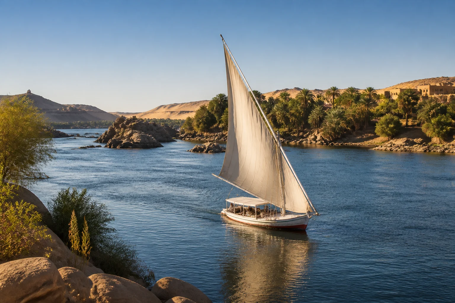 Aswan · High Dam · Felucca → Nile Cruise