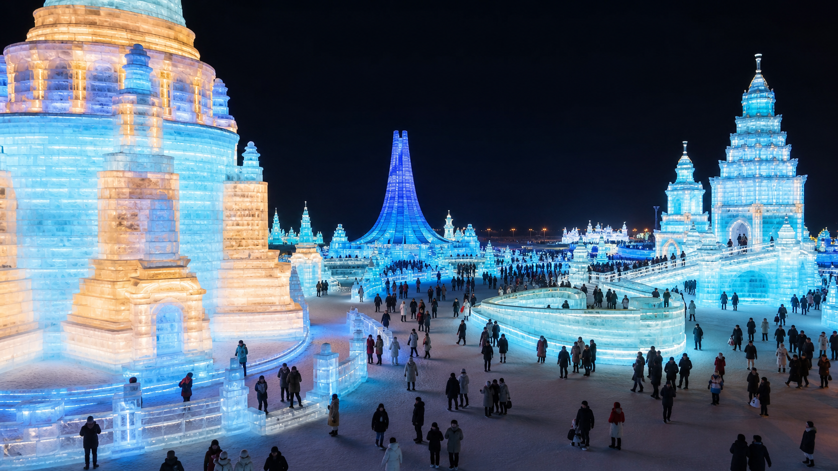 Harbin Turns Ice into Luminous Urban Art