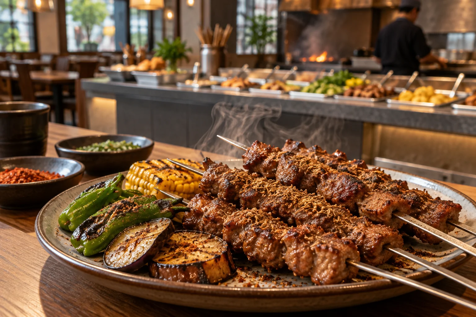 Taishan barbecue buffet · AI travel illustration