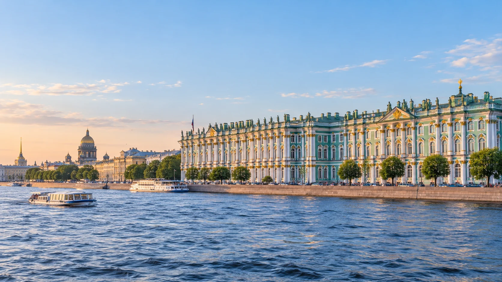 Saint Petersburg and the Winter Palace beside the Neva, illustrative view