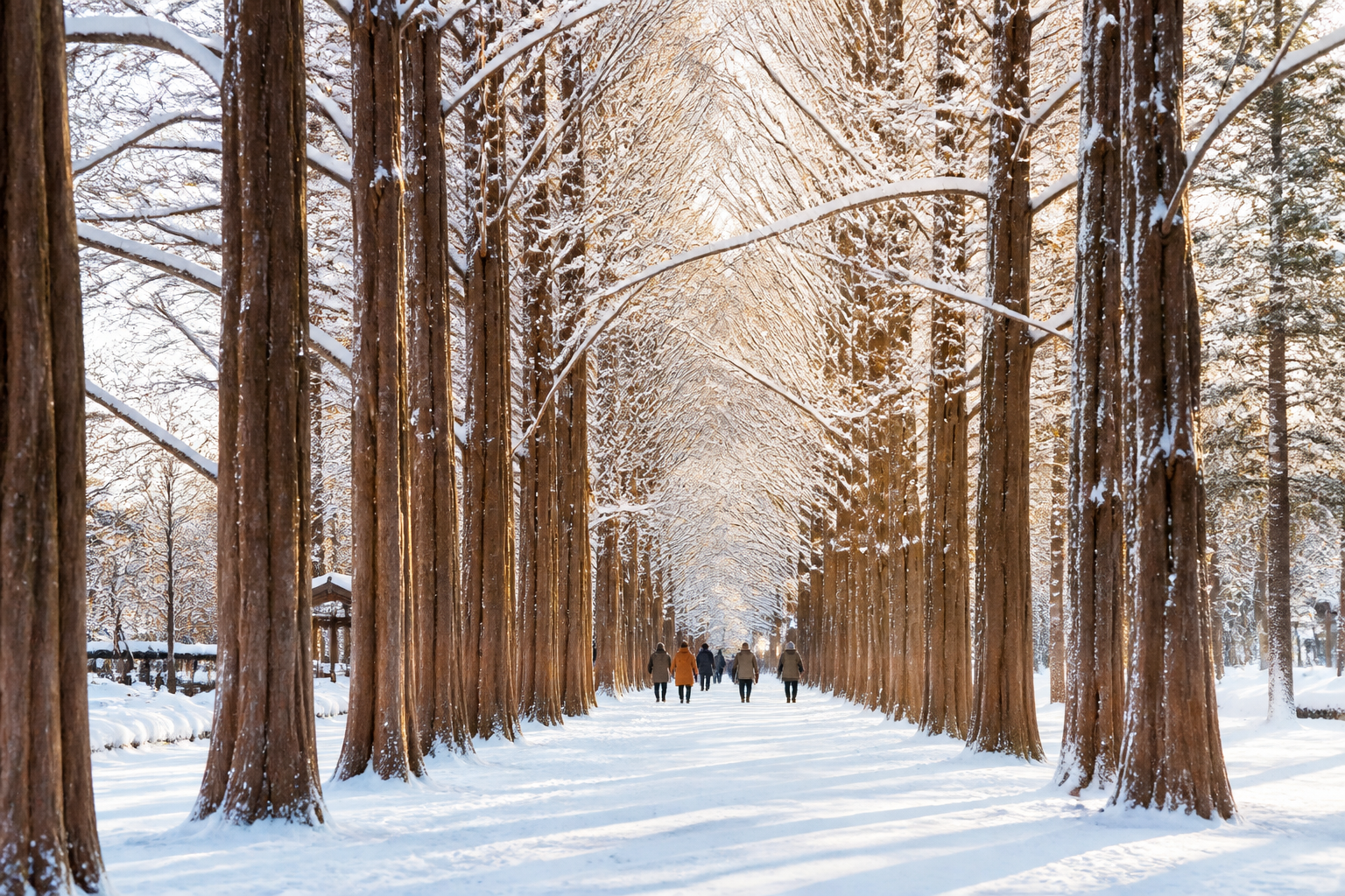 Nami Island's Snowy Avenues