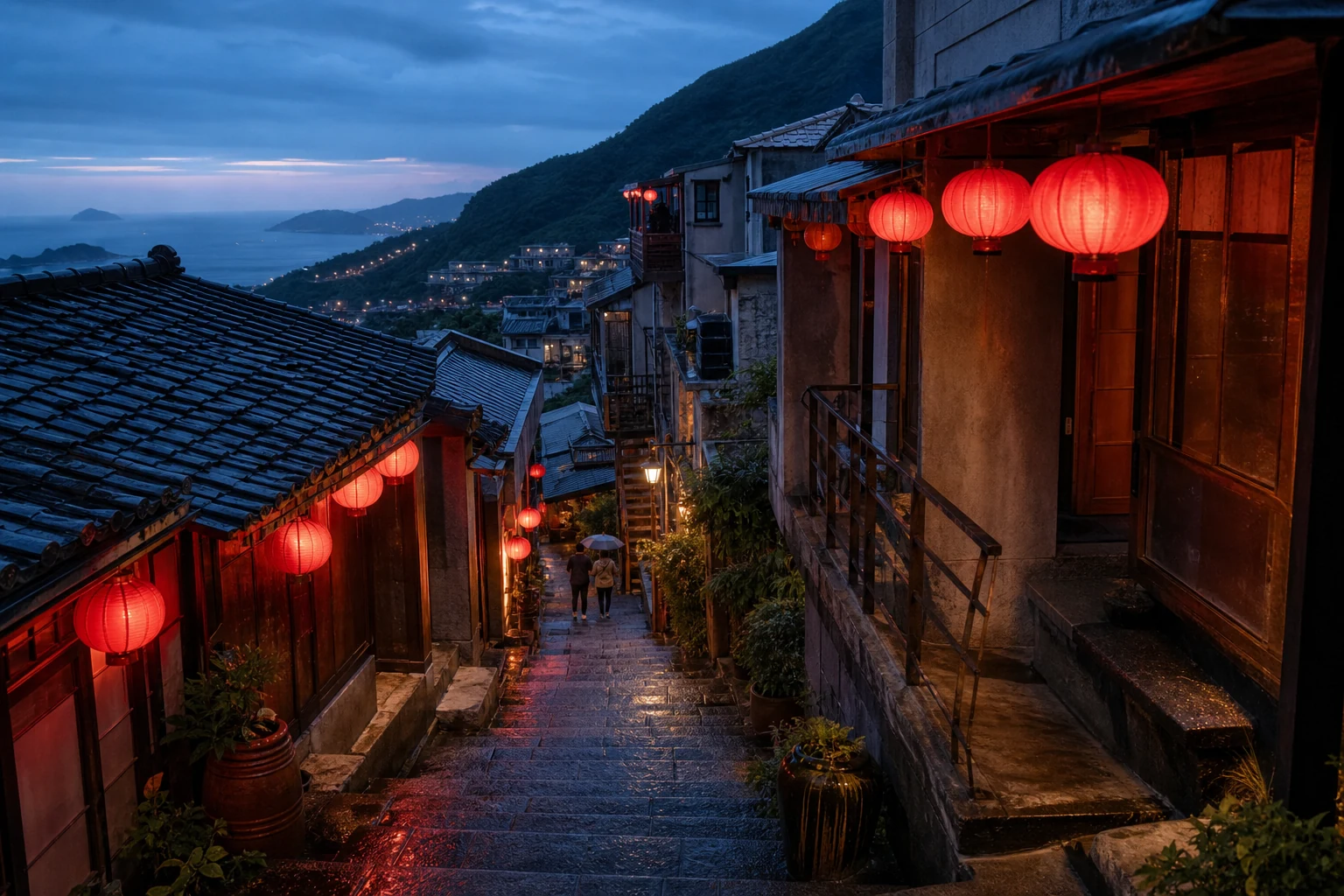 九份山城与台北夜色