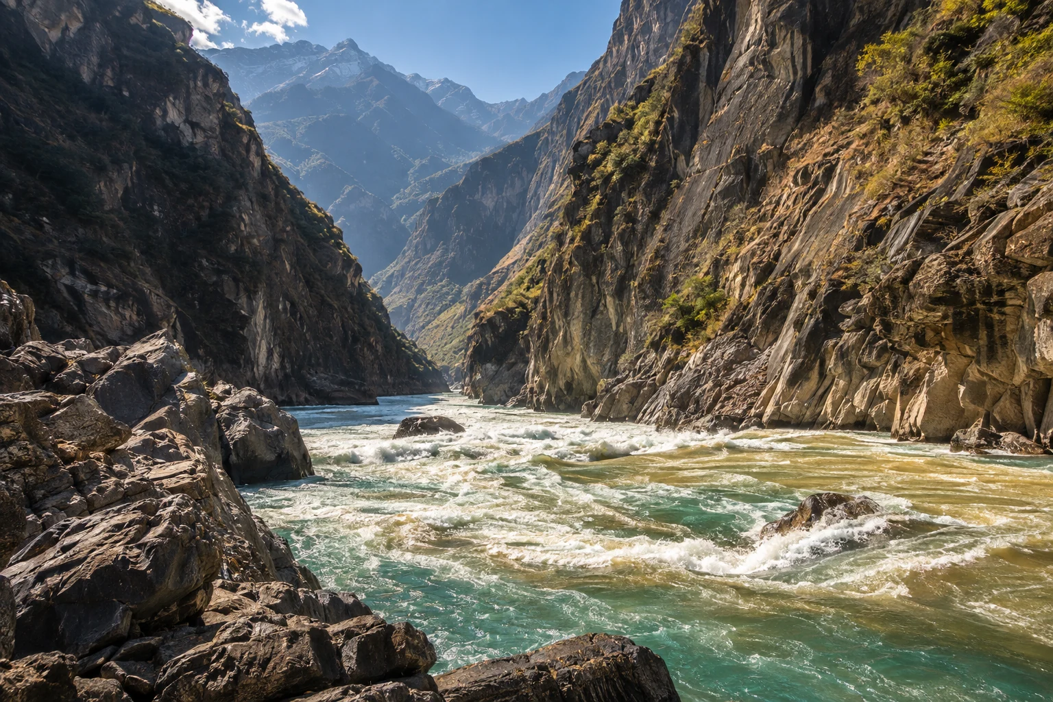 The Jinsha River surges through Tiger Leaping Gorge