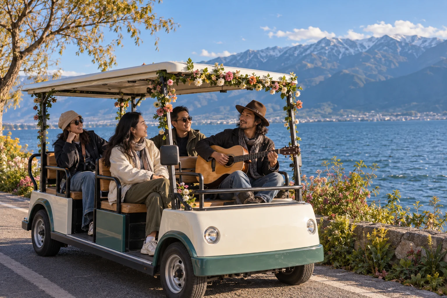 Erhai music caravan travel illustration