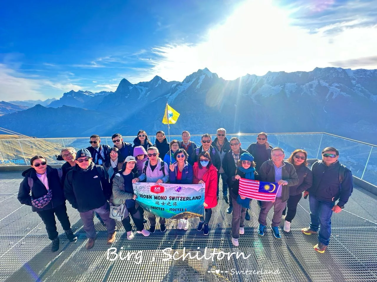 Our travel group at Schilthorn in Switzerland