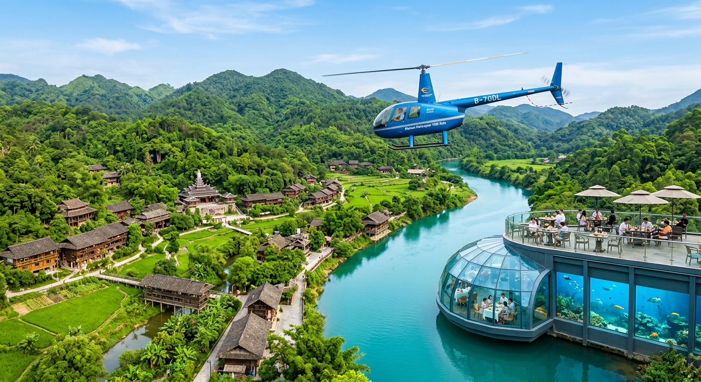 直升机 1KM / 槟榔谷黎苗文化 / 海底餐厅下午茶