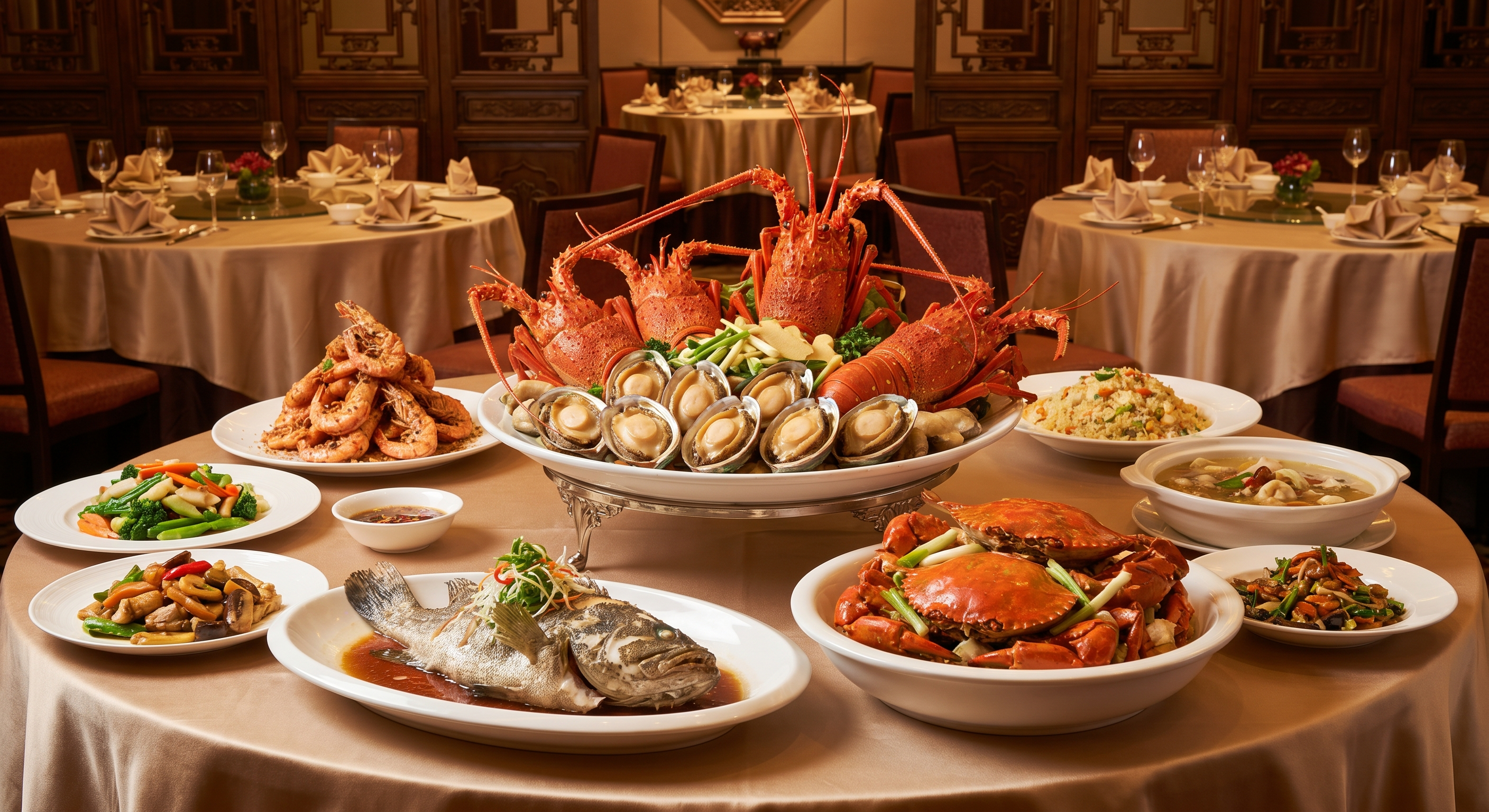 龙虾鲍鱼海鲜餐